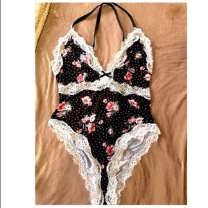 Floral print bodysuit lingerie